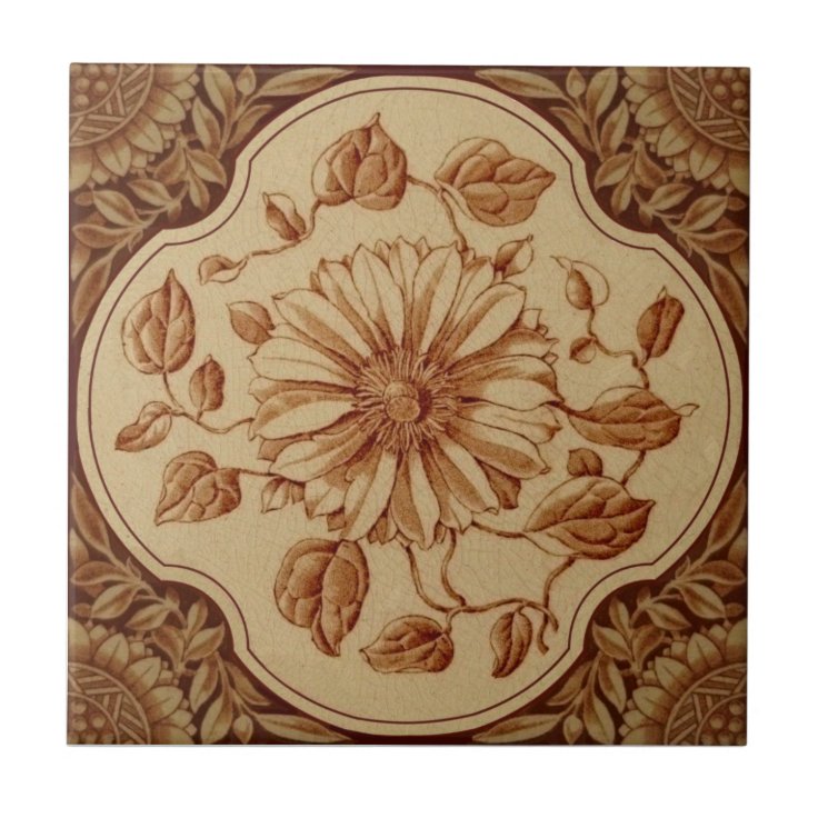 Reproduction Victorian Maroon on Buff Transferware Ceramic Tile Zazzle