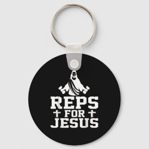 Reps For Jesus Funny Christian Gym Fitness Biceps Keychain