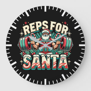Reps for Santa – Funny Christmas Fitness Large Clock