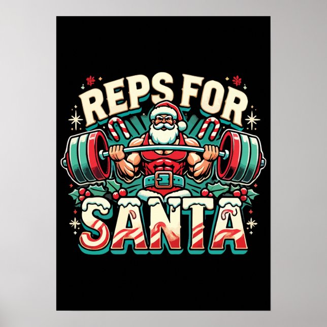 Reps for Santa – Funny Christmas Fitness Poster (Front)