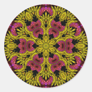 Repsycle Gold Yellow Pink Psychedelic Geometry Classic Round Sticker