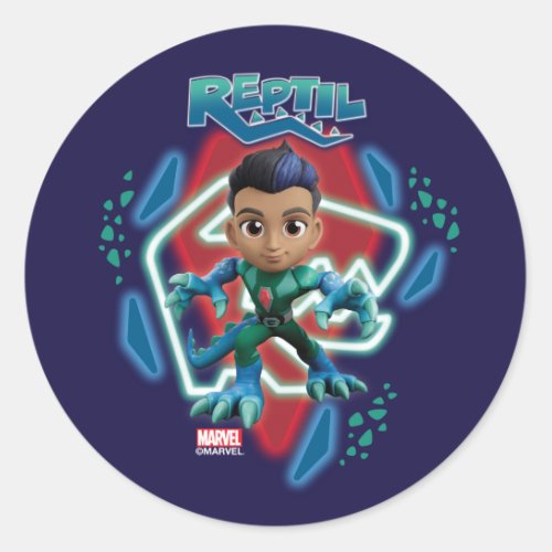Reptil Glowing Character Art Classic Round Sticker