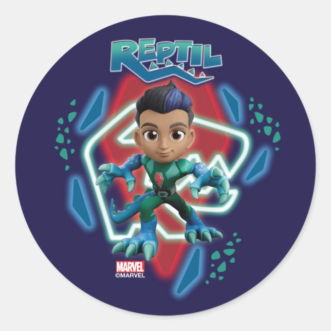 Reptil Glowing Character Art Classic Round Sticker (Front)