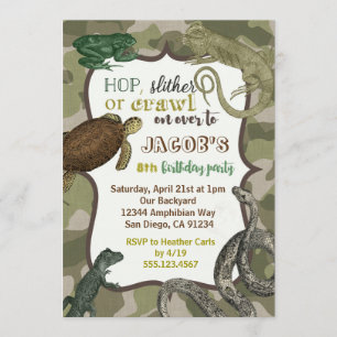 Reptile Animal Vintage Birthday Invitation