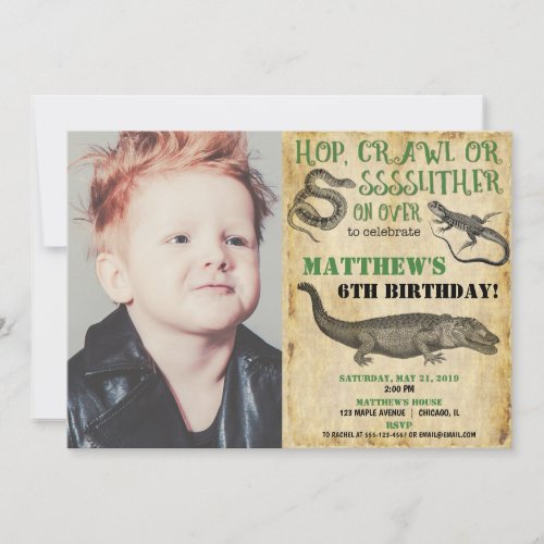 Reptile birthday boy invitations reptile show invitation