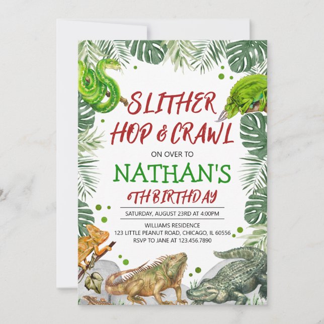Reptile Birthday Invitation (Front)