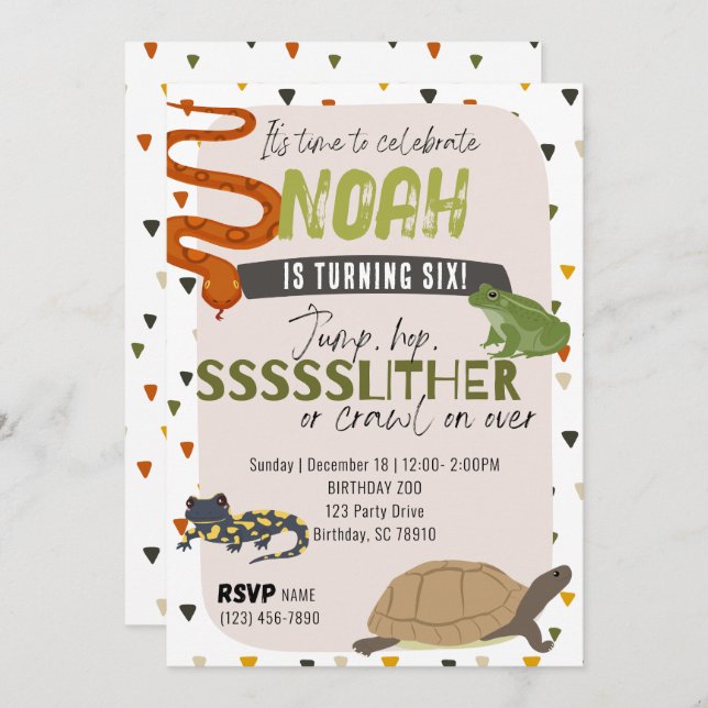 Reptile Birthday Invitation (Front/Back)