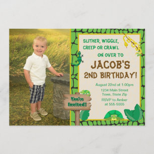 Reptile Birthday Invitation Lizard Snake Invite
