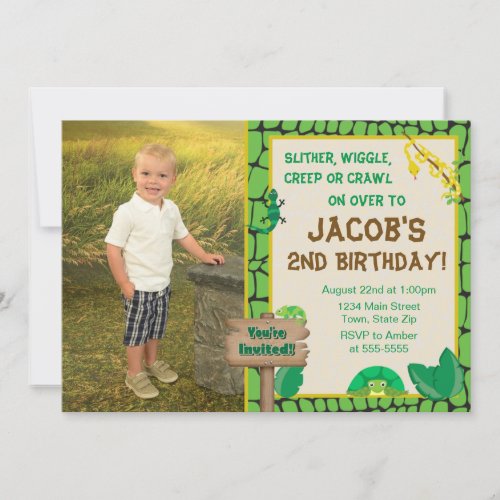 Reptile Birthday Invitation Lizard Snake Invite