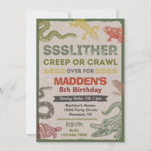 Reptile Birthday Invitation Reptile Party