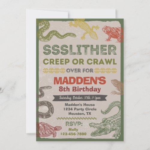 Reptile Birthday Invitation  Reptile Party