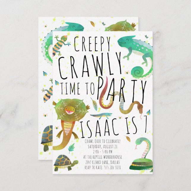 Reptile Birthday Party Invitation (Front/Back)