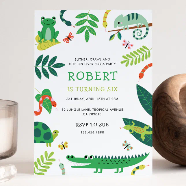 Reptile Birthday Party Invitation Zazzle
