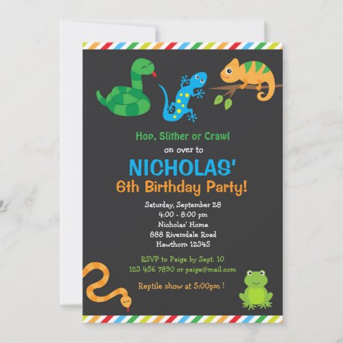 Reptile Birthday Party Invitation  Reptile Party