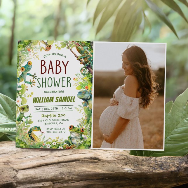 Reptile Boy Baby Boy Shower Photo Invitation (Creator Uploaded)