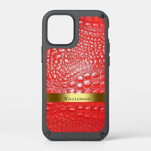 Reptile Embossed Leather Look Red Custom Speck iPhone 12 Mini Case