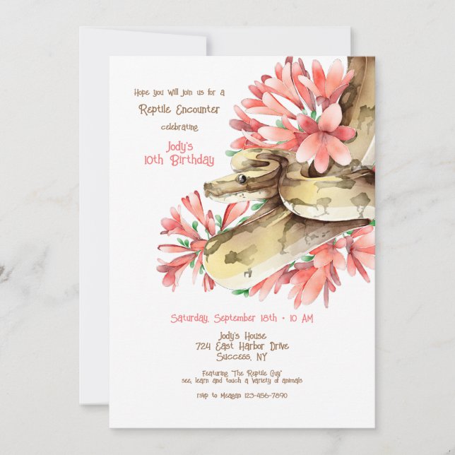 Reptile Encounter Invitation (Front)