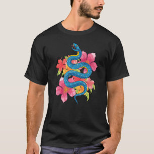 Reptile Keeper Floral Snake Animal Flowers Snake T-Shirt