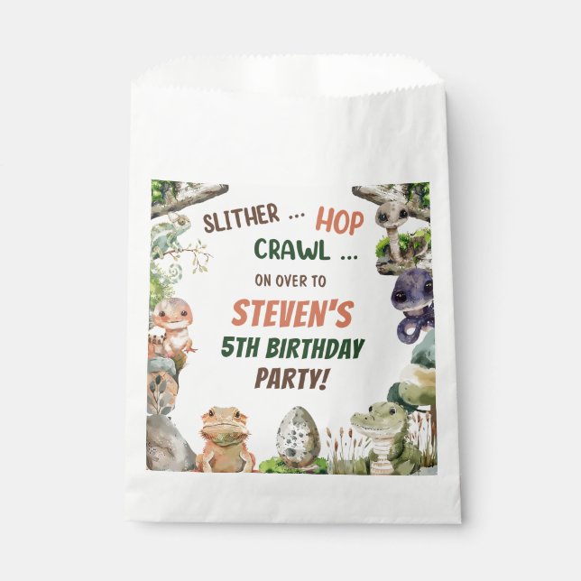 Reptile Kids Birthday Party Favor Bag (Front)