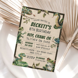 Reptile Kids Birthday Party Invitation