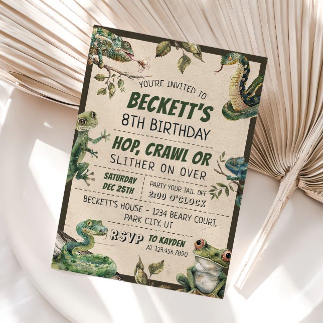 Reptile Kids Birthday Party Invitation (Creator Uploaded)
