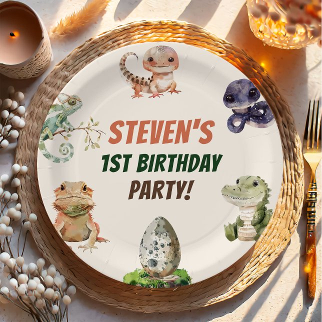Reptile Kids Birthday Party Paper Plates (Creator Uploaded)