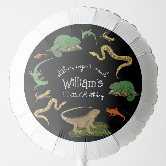Reptile, Lizards Amphibians Kids Birthday Party Balloon (Front)