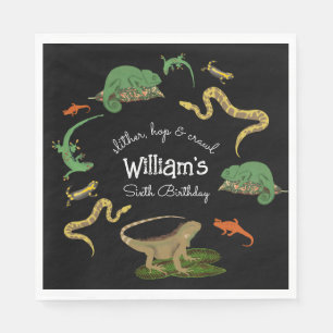 Reptile, Lizards Amphibians Kids Birthday Party Napkins