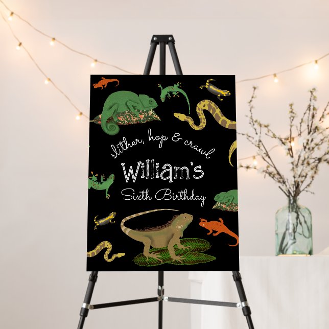 Reptile, Lizards Amphibians Kids Birthday Welcome Foam Board (In Situ (Stand))