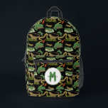 Reptile, Lizards & Amphibians Kids Monogram School Printed Backpack<br><div class="desc">A unique,  hand drawn reptile,  lizards and amphibians design featuring chameleons,  snakes,  lizards,  frogs and much more. A great design for kids reptile birthday themes and children's bedroom decor. An ideal gift for anyone who loves reptiles,  lizards,  amphibians,  herpetology and cute hand drawn illustrations.</div>