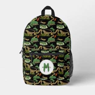 Reptile, Lizards & Amphibians Kids Monogram School Printed Backpack