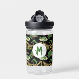 Reptile, Lizards & Amphibians Kids Monogram School Water Bottle
