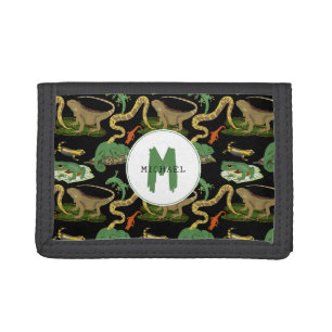 Reptile, Lizards & Amphibians Kids Monogram Tri-fold Wallet