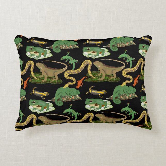 Reptile, Lizards & Amphibians Pattern Accent Pillow (Front)