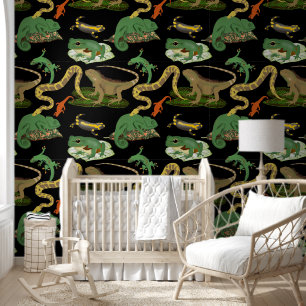 Reptile, Lizards & Amphibians Pattern Wallpaper