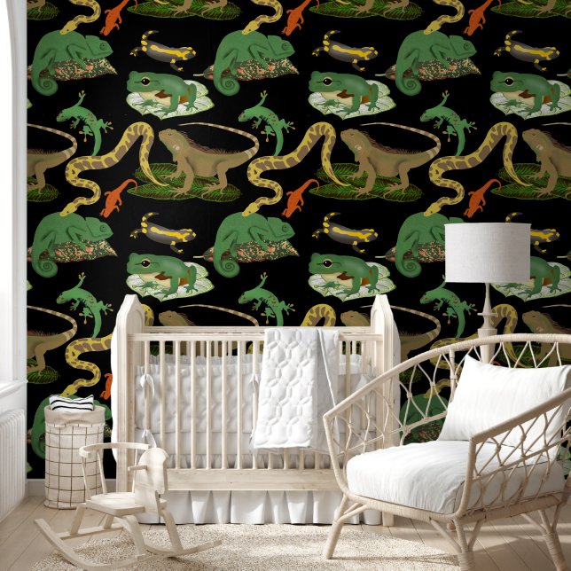 Reptile, Lizards & Amphibians Pattern Wallpaper (Kids)