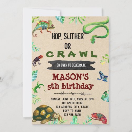 Reptile party birthday invitation