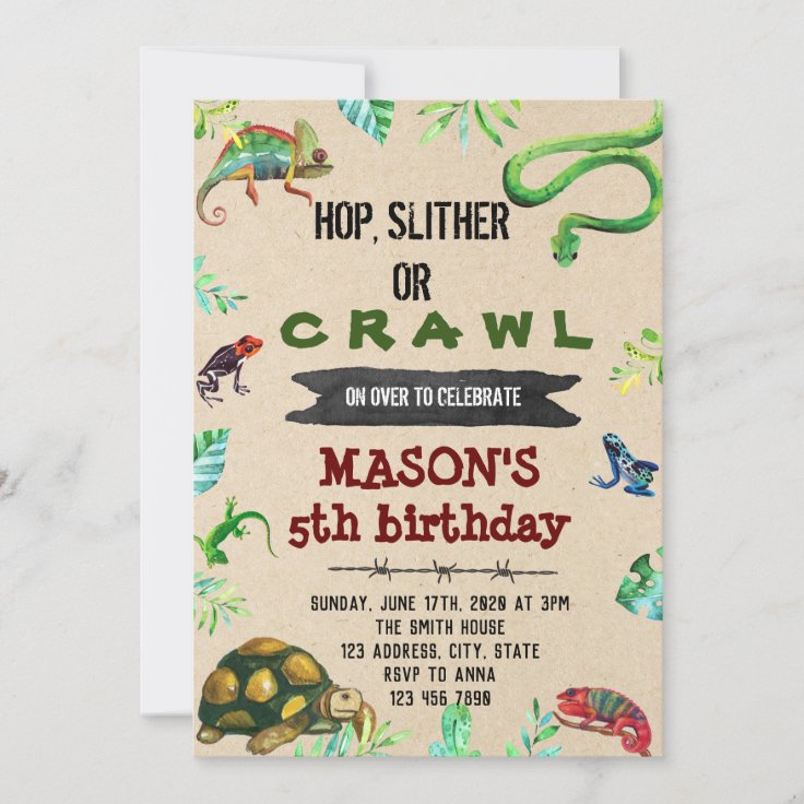 Reptile party birthday invitation Zazzle