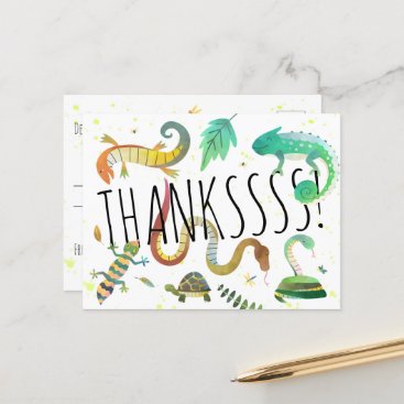 Reptile Postcard Party Thank You Note Card