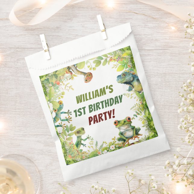 Reptile Show Birthday Party Favor Bag (Clipped)