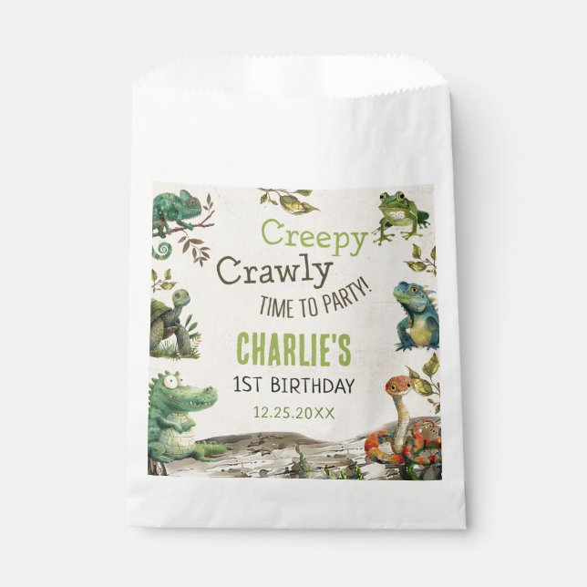 Reptile Show Birthday Party Favor Bag (Front)