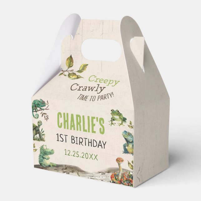 Reptile Show Birthday Party Favor Boxes (Front Side)