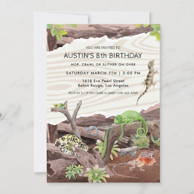 Reptile Show Birthday Party Invitation (Front)