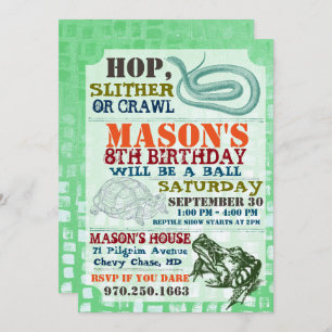 Reptile Show Birthday Party Invitation