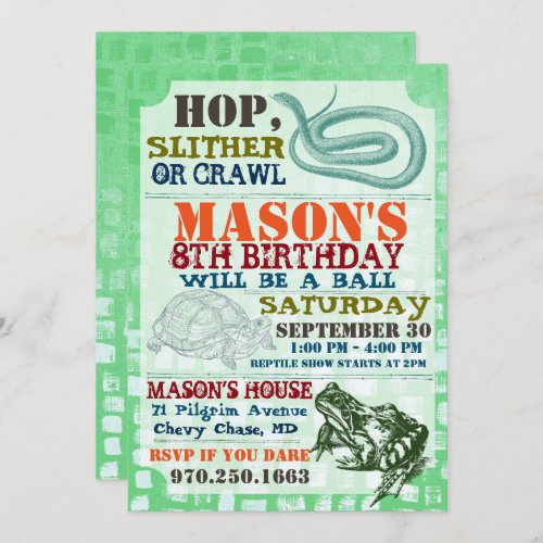 Reptile Show Birthday Party Invitation