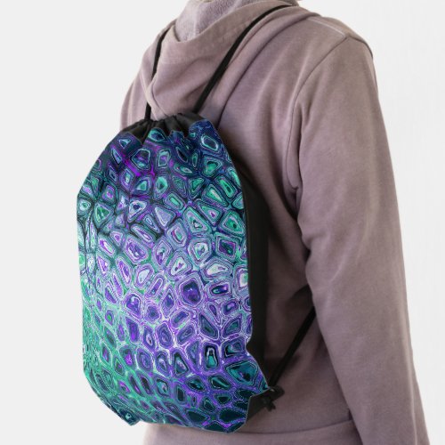 Reptile Skin Cracked glass Colorful 3D Printable  Drawstring Bag