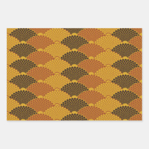 Reptile skin japanese seamless pattern (gold) wrapping paper sheets