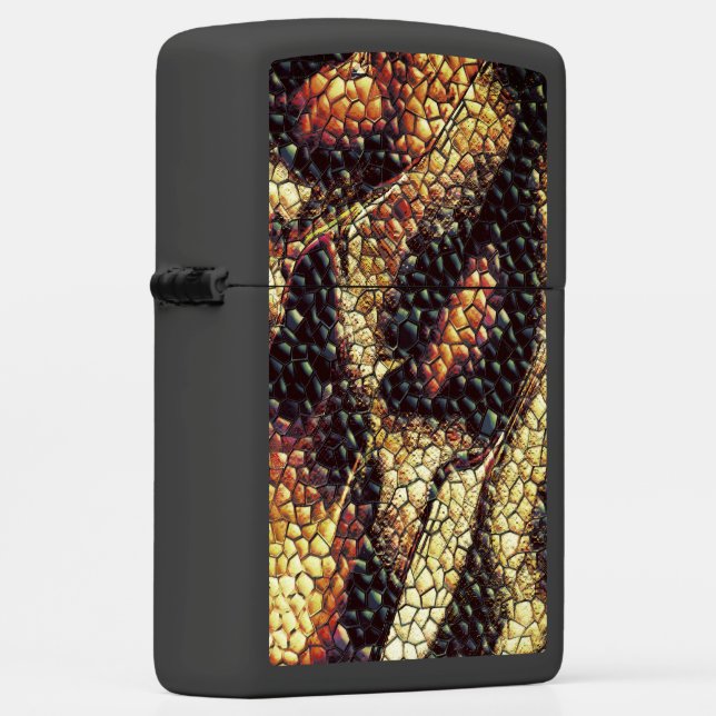 Reptile skin with yellowish and dark spots?  zippo lighter (Right)