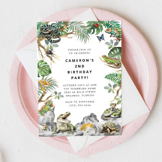 Reptile Slither Crawl Snake Turtle Birthday  Invitation