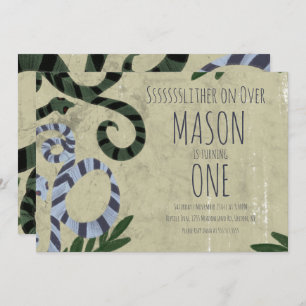 Reptile Snake Art Zoo Birthday Party Invitation